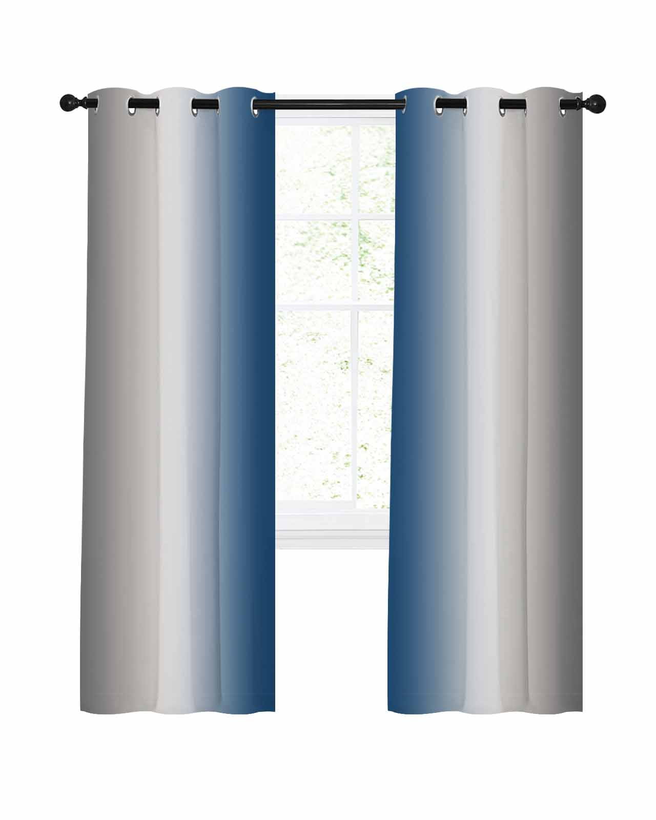 Lake Blue Grey White Blackout Curtains 84 Inches Length, Farmhouse ...
