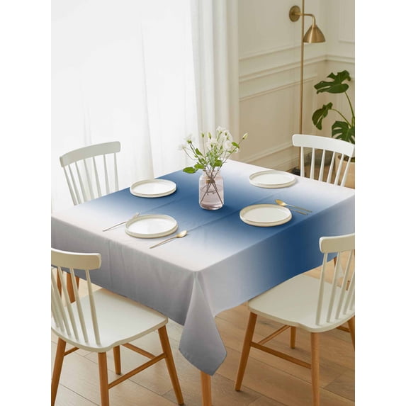 Lake Blue Grey White Tablecloth Rectangle Table Cloth 52x70, Waterproof Tablecloth Outdoor Table Cloth, Farmhouse Ombre Color Modern Washable Table Cover for Kitchen Dinning Party