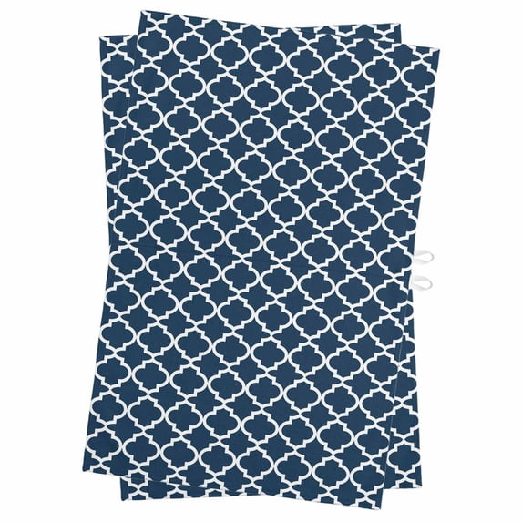 Lake Blue Moroccon Kitchen Towels Set of 2, Water Absorbent Dish Towel, Minimalist Ethnic Bohemian Aesthetic Decorative Hand Towels - Quick Drying Cloth for Cooking Baking, 18x28 Inch