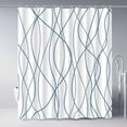 thumbnail image 1 of Lake Blue Shower Curtain for Bathroom with Hooks, Extra Long Shower Curtain Set Stripe Shower Curtains, Weighted Hem Water Repellent Washable, 72 x 72, 1 of 6