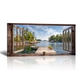 thumbnail image 1 of Lake Boat Window Canvas Wall Art - Nature Scenery Coastal Pictures Landscape Canvas Prints, Horizontal Modern Painting Artwork for Living Room Bedroom, 1 of 7