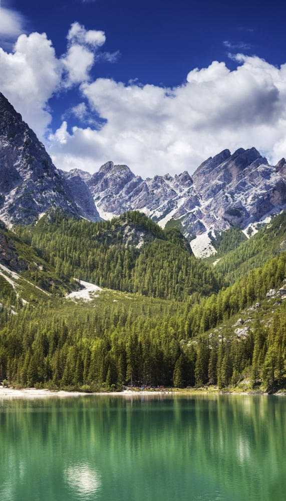 Lake Braies and Dolomite Alps Northern Italy Canvas Art - Evgeny KuklevStocktrek Images (11 x 19)