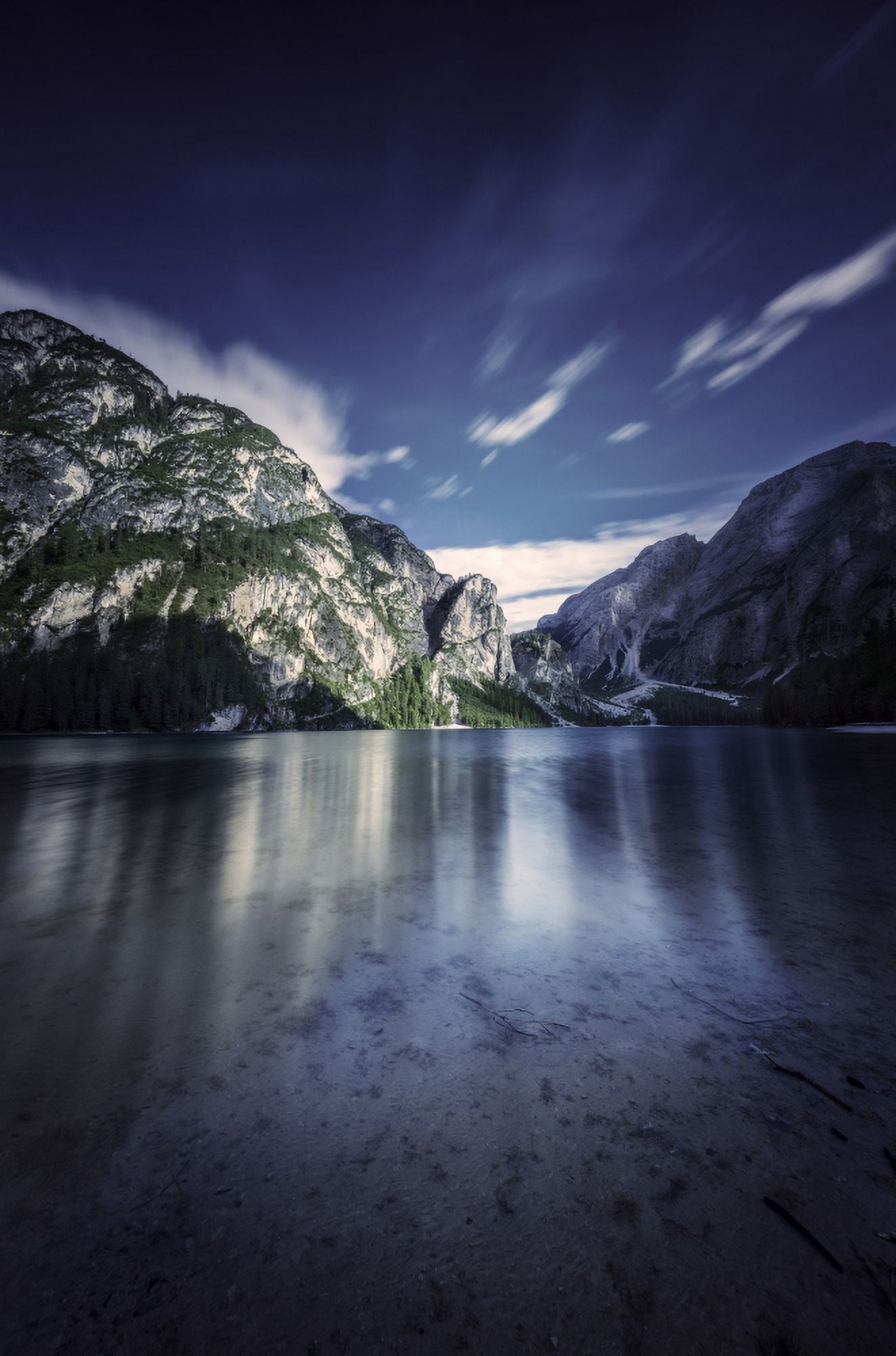 Lake Braies and Dolomite Alps Northern Italy Canvas Art - Evgeny KuklevStocktrek Images (24 x 35)