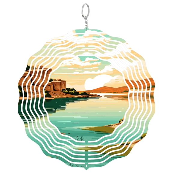 Lake Buchanan Texas Hill Country 3D Wind Spinner Metal Yard Art Hanging Decor Outdoor Garden Gift For Texan
