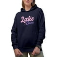 thumbnail image 1 of Lake Bum Gift, Navy Blue Hooded Sweatshirt or Hoodie, Medium, 1 of 5