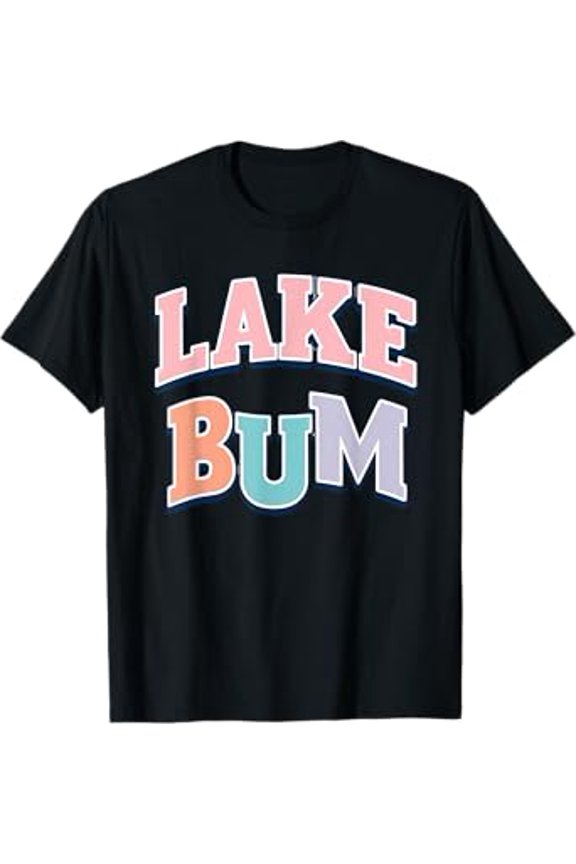 Lake Bum Retro Sunset Dock Summer Chill Colorful Bright T-Shirt