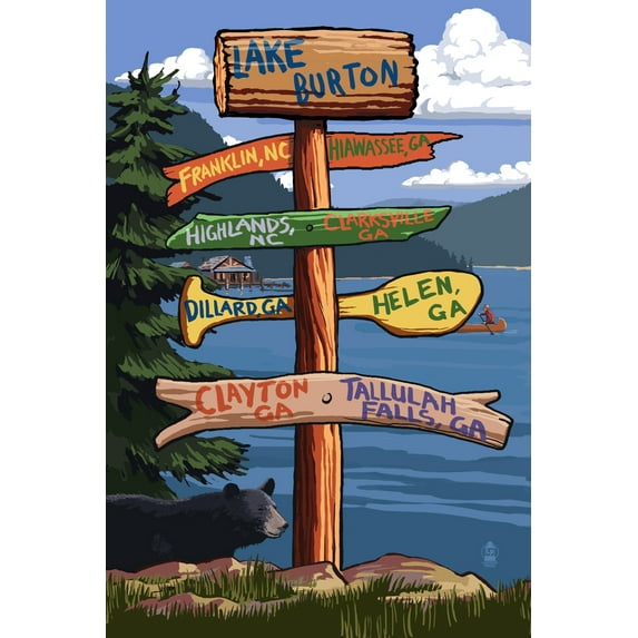 Lake Burton, Georgia, Sign Destinations (24x36 Giclee Gallery Art Print, Vivid Textured Wall Decor)