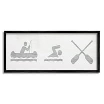 Lake Cabin Activities Sign Typography Graphic Art Black Framed Art Print Wall Art