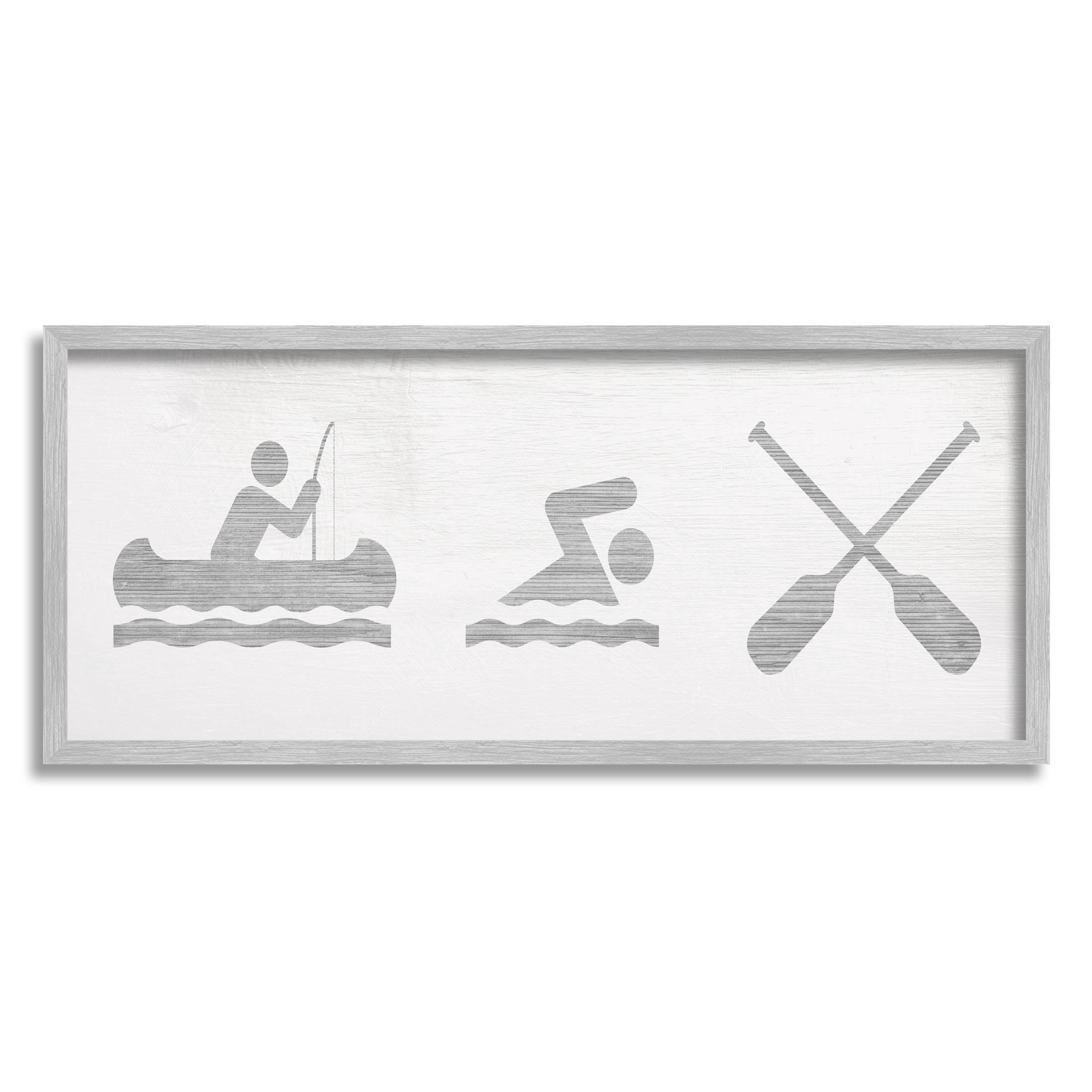 Lake Cabin Activities Sign Typography Graphic Art Gray Framed Art Print Wall Art