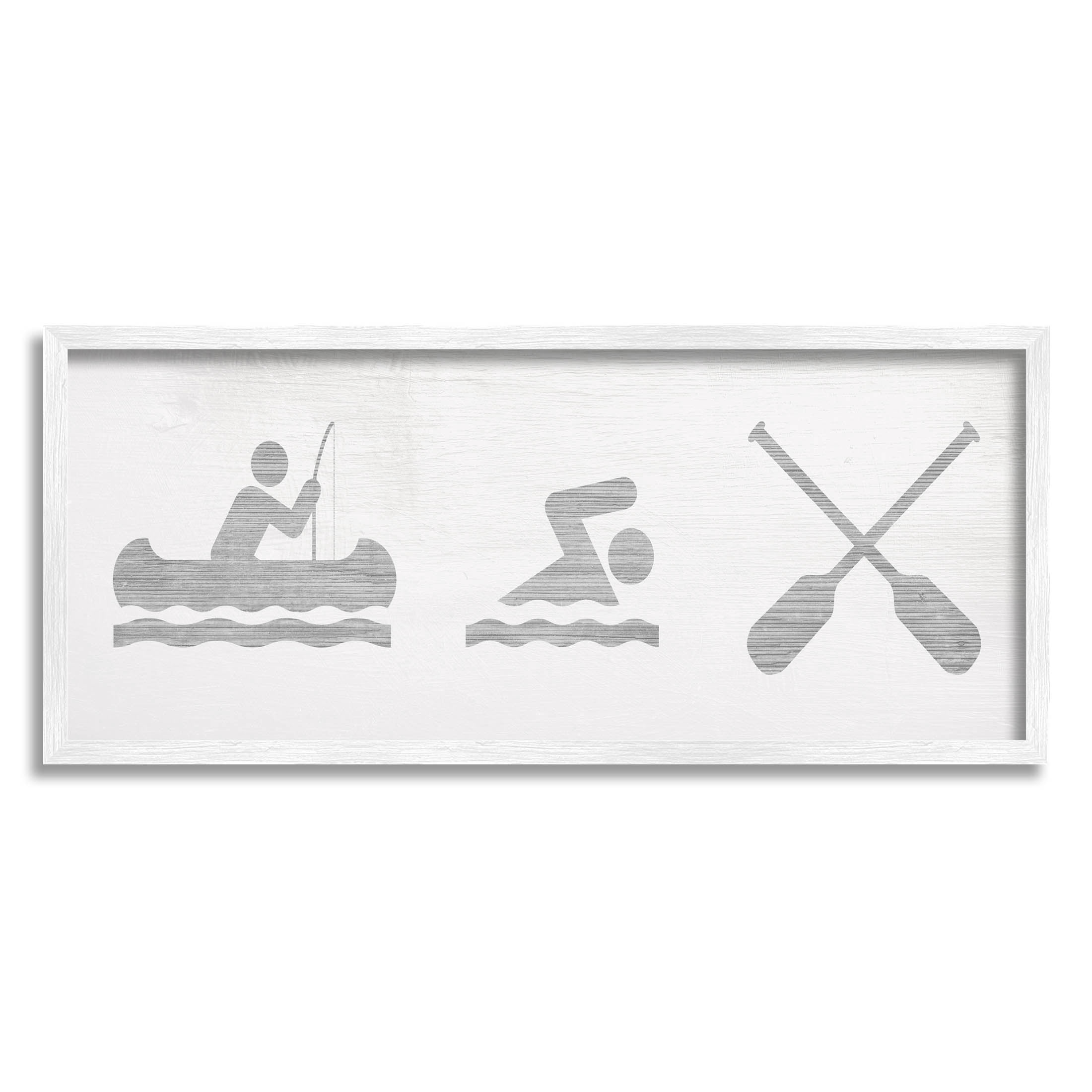 Lake Cabin Activities Sign Typography Graphic Art White Framed Art Print Wall Art