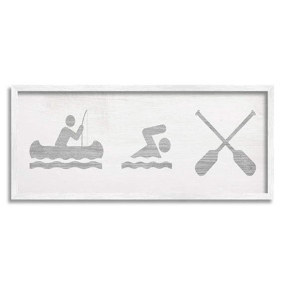 Lake Cabin Activities Sign Typography Graphic Art White Framed Art Print Wall Art