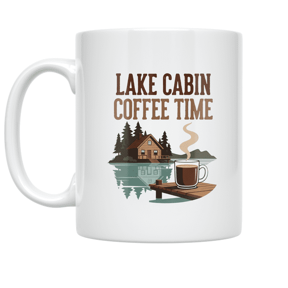Lake Cabin Coffee Time - Lake Life Enthusiast - 11 oz Ceramic Coffee Mug