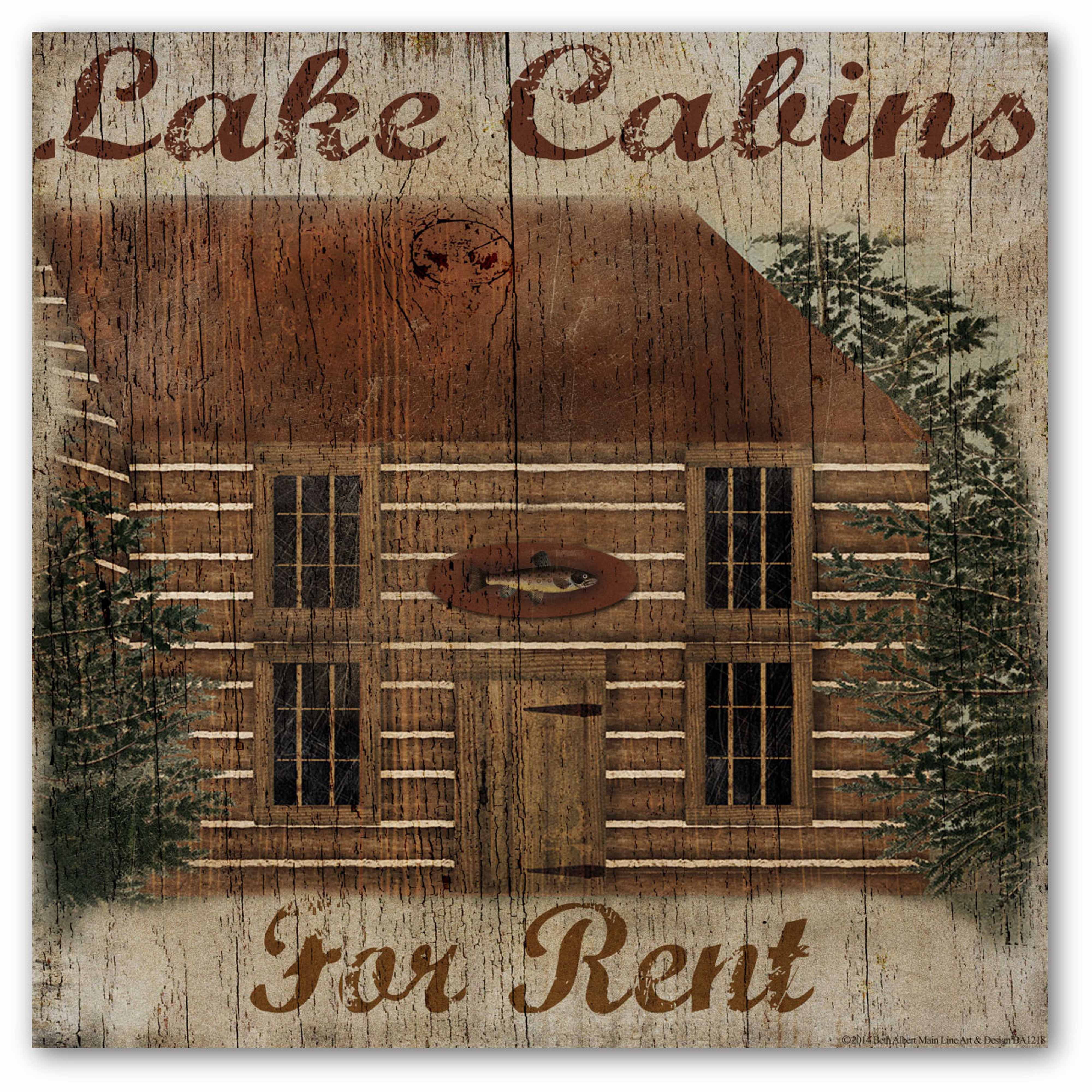 Lake Cabin Gallery-Wrapped Canvas Wall Art, 16x16