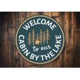 thumbnail image 1 of Lake Cabin Welcome Novelty Decor, Metal Wall Sign - 12" Circle, 1 of 4