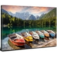 thumbnail image 1 of Lake Canvas Wall Art Mountain Skyline Boat Picture Wall Decor Nature Landscape Painting for Living Room Bedroom Bathroom Home Decorations National Park Photography Colorful Modern Framed 12x16", 1 of 6