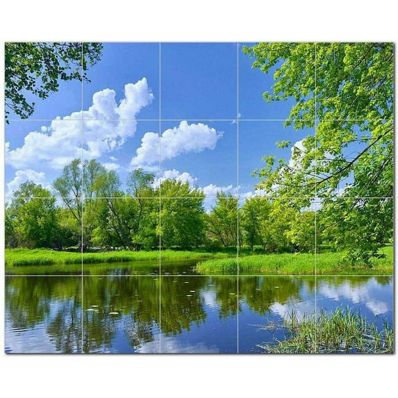 Lake Ceramic Tile Mural Kitchen Backsplash Bathroom Shower, 400709-M54