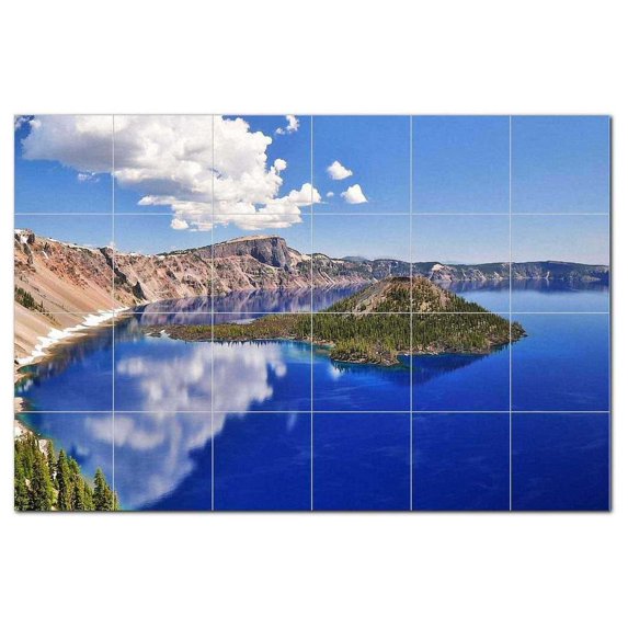 Lake Ceramic Tile Mural Kitchen Backsplash Bathroom Shower, 400710-XL64