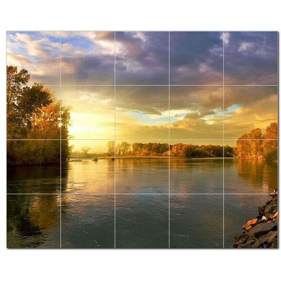 Lake Ceramic Tile Mural Kitchen Backsplash Bathroom Shower, 400726-XL54