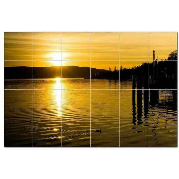 Lake Ceramic Tile Mural Kitchen Backsplash Bathroom Shower, 400770-M64