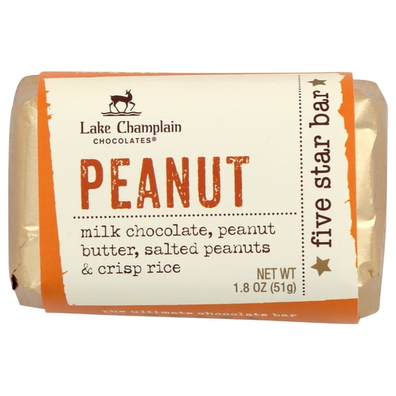 Lake Champlain Chocolates Peanut Five Star Bar, 1.8 Oz