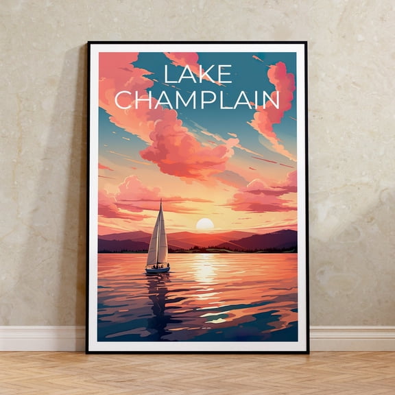 Lake Champlain New York Vermont Wall Art Decor Unframed Paper Print