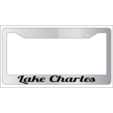 Lake Charles Chrome Plastic License Plate Frame City State