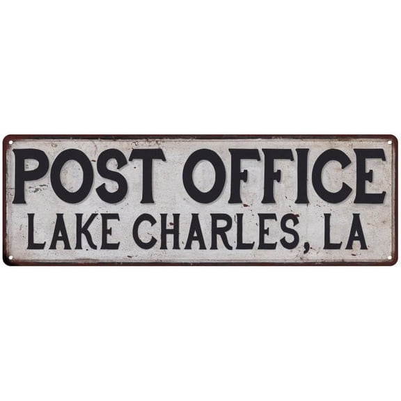 Lake Charles, La Post Office Metal Sign Vintage 8x24 108240011438
