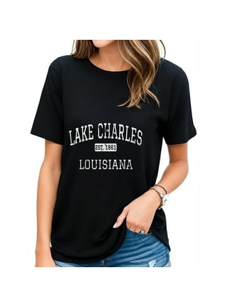 Vintage Lake Charles Louisiana LA T-Shirt Adult (Red Print) - Jim Shorts