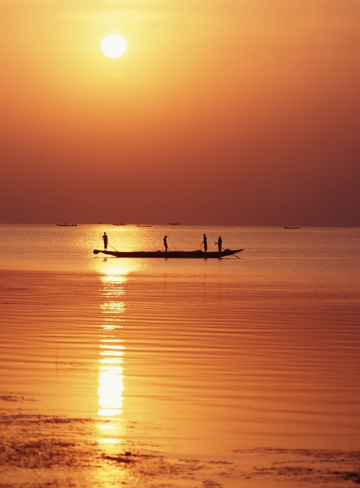Lake Chilka At Sunrise Canvas Art - Ian Cumming Design Pics (24 x 32)