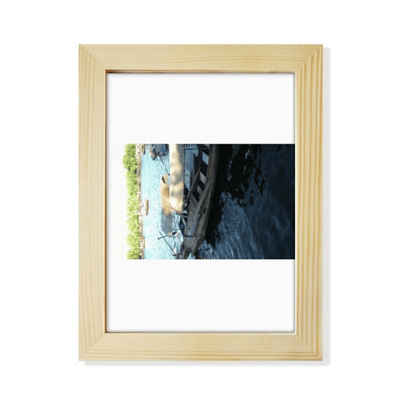 Lake Chinese Style Boat Art Deco Fashion Desktop Adorn Photo Frame Display Art Painting Wooden