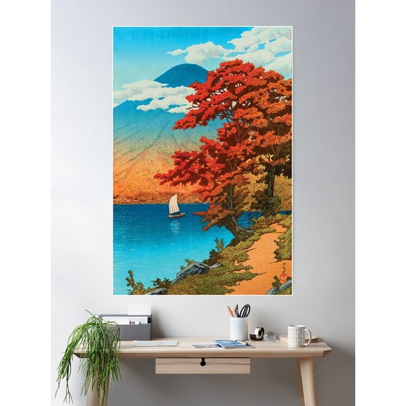 Lake Chuzenji At Nikko By Kawase Hasui Poster Wall Art, Modern Wall Decor For Living Room Bedroom, 12x18 UNFRAMED