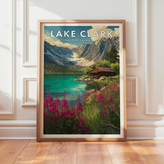 Lake Clark National Park Nature Travel Design Poster