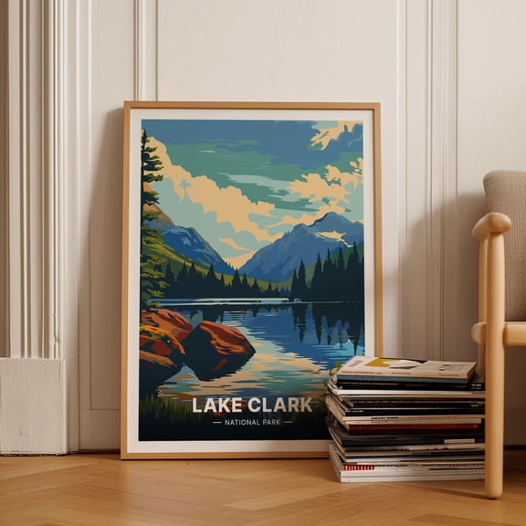 Lake Clark National Park Nature Wall Art, Unframed Paper Poster 8x10in