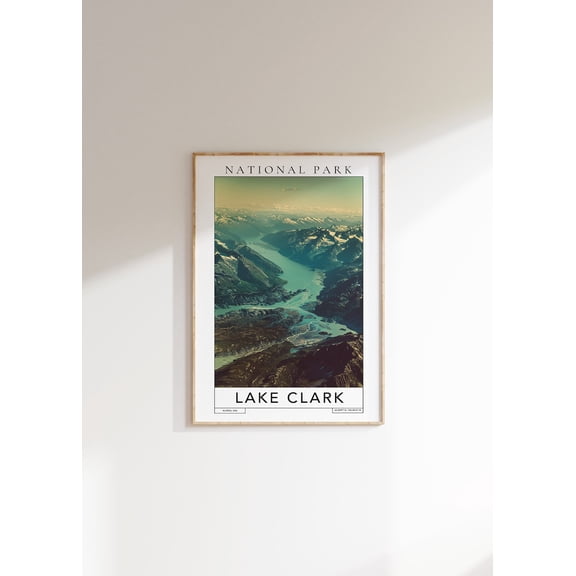 Lake Clark National Park Travel Poster: Minimalist Wall Art, Stretched Canvas Size 12x18