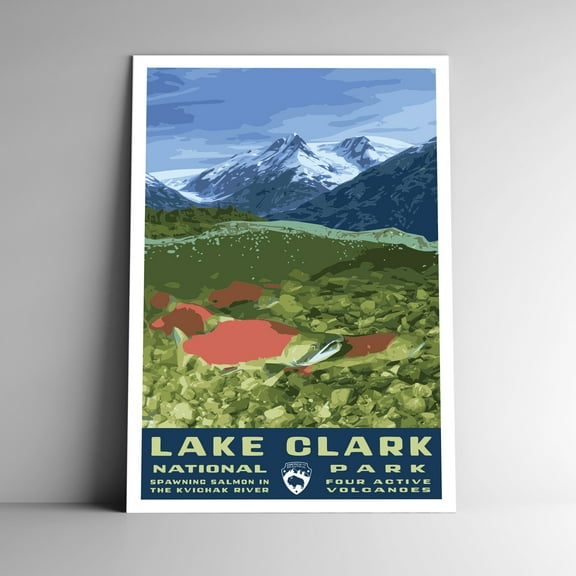 Lake Clark National Park Vintage Travel Poster / Postcard WPA Style Retro Alaska