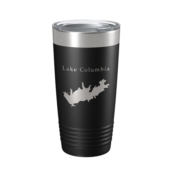 Lake Columbia Map Tumbler Travel Mug Insulated Laser Engraved Coffee Cup Arkansas 20 oz Black