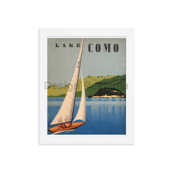 Lake Como, Italy 1938. Designed by A. Mercatali. Framed Vintage Travel Poster