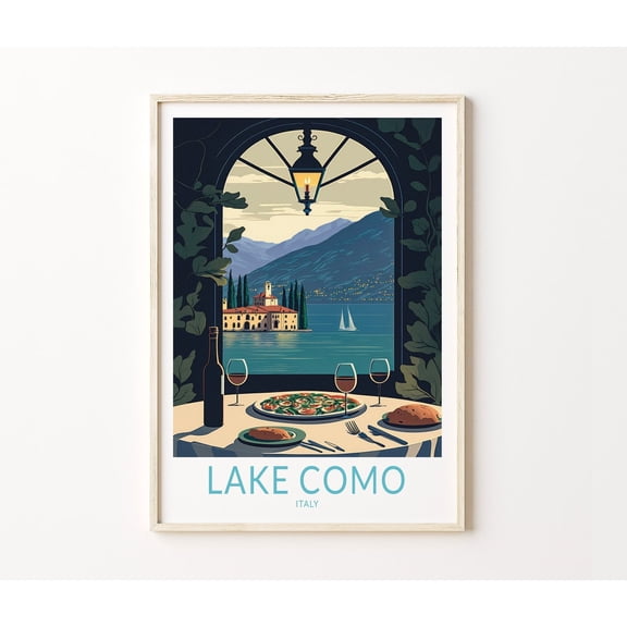 Lake Como Italy Italian Food Travel Wall Art 5, Unframed Paper Poster 8x10in