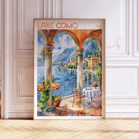 Lake Como Italy Pastel Travel Unframed Paper Print