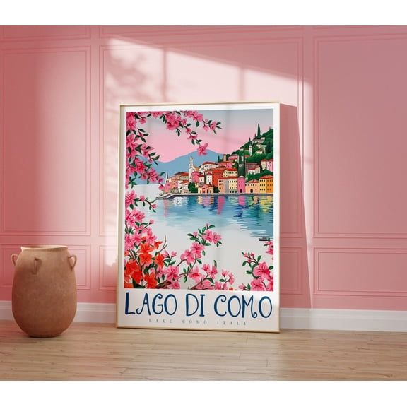 Lake Como Italy Travel Poster: Bellagio & Varenna Art Poster, Unframed Poster Size 8x12
