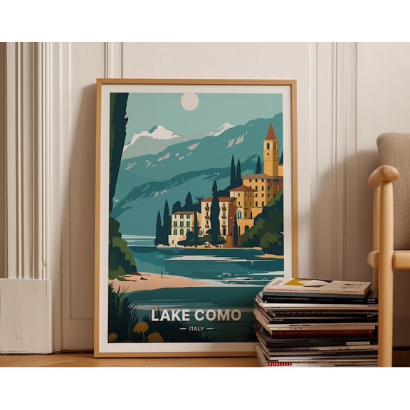 Lake Como Italy Wall Art Print, Unframed Paper Poster 8x10in