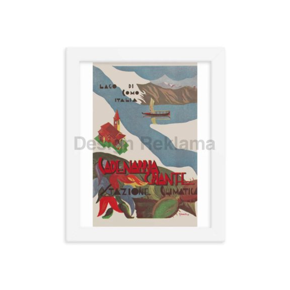 Lake Como, Italy circa 1933. Framed Vintage Travel Poster