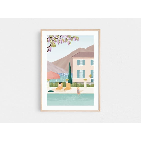 Lake Como , Lake Como , Bellagio, Italy Art Work, Italy Lover, Travel Destination , Italy Wall Art Retro Unframed Paper Print