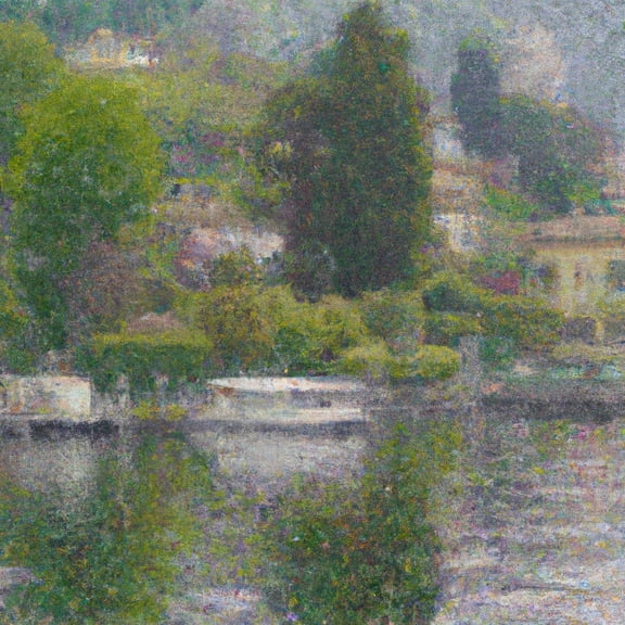 Lake Como Landing Painting I - 12" x 12" Art Print