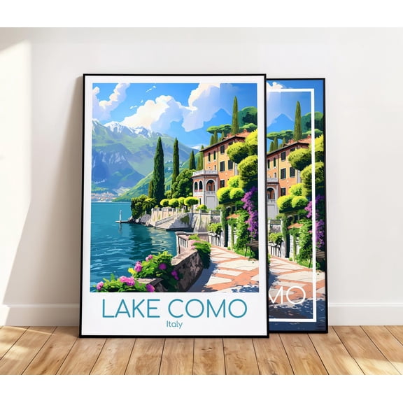 Lake Como Poster Wall Art, Lake Como Travel Poster, Italy Vintage Poster, Unframed Paper Poster 16x20in