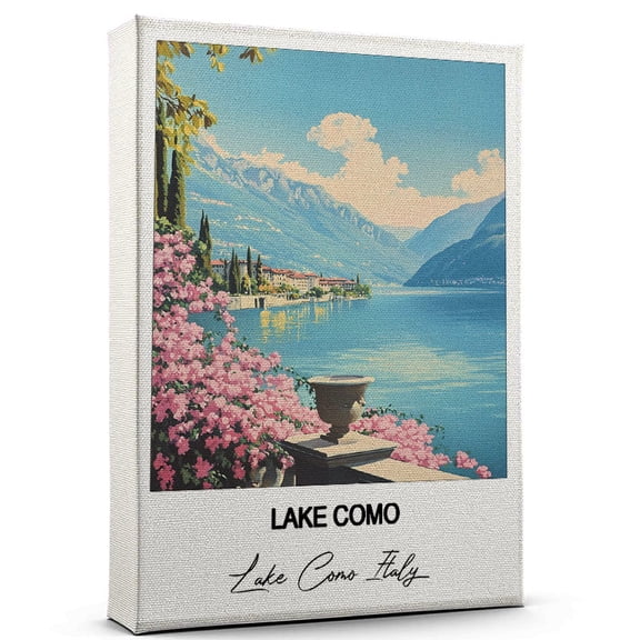 Lake Como Travel Poster Canvas  Lake Como Italy Canvas  Unique Gift Idea for Home, Office, or Living Space