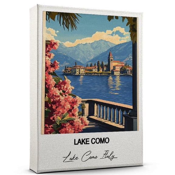 Lake Como Travel Print on Canvas Lake Como Italy Canvas Great for Travel Enthusiasts, Perfect for Home & Office Decor