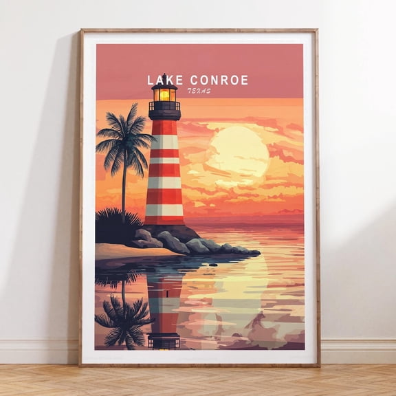 Lake Conroe Texas Coastal Nature Wall Art, Unframed Paper Print Size 8x12
