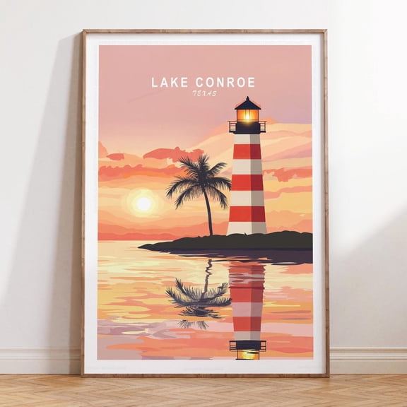 Lake Conroe Texas Scenic Nature Print, Unframed Paper Print Size 8x12
