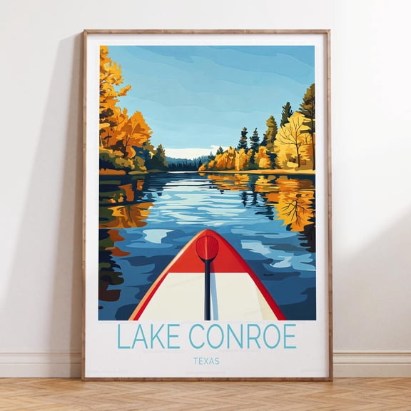 Lake Conroe Texas Travel Scenery Poster, Gallery Wall, Home, Bedroom And Living Room Decor